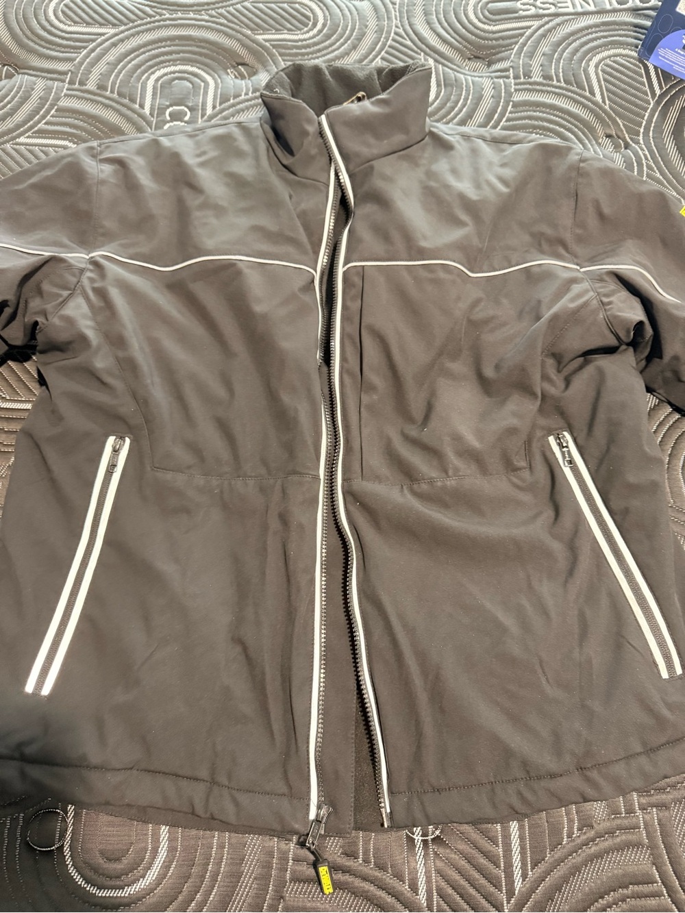 Men's Black Lightweight Softshell Jacket with White Piping